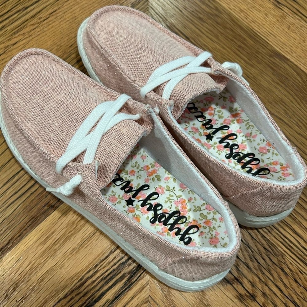 Gypsy Jazz Blush Pink Sparkle Sneakers Loafers 7 Holly Shine Shoes NEW
